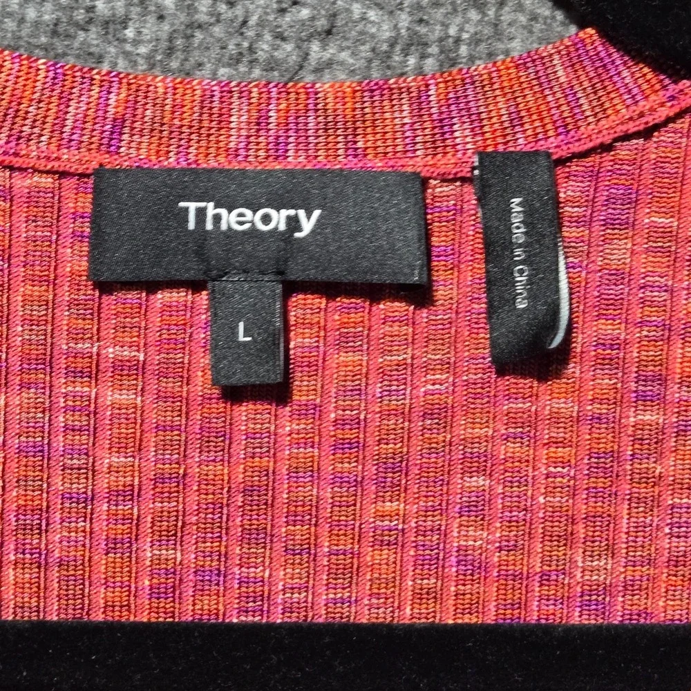Theory Women's Ribbed Cardigan Space Dyed Vicose Sunset Sz‎ Large